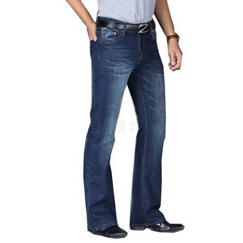 Men&39s big flared jeans boot cut denim high waist classic loose gray fashion size 28-40
