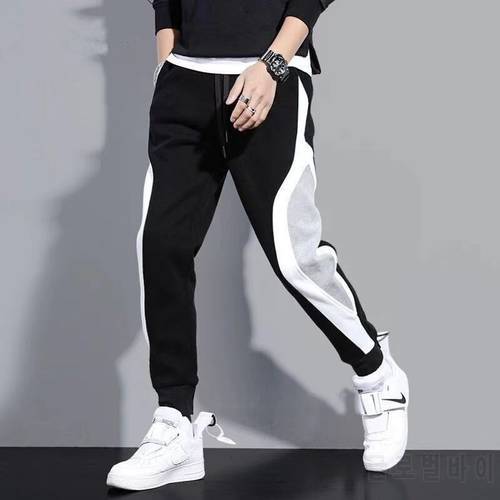 Men Joggers Fashion Patchwork Sweatpants Loose Harem Pants Hip Hop Casual Cargo Trousers Elastic Waist Ankle-Length Streetwear