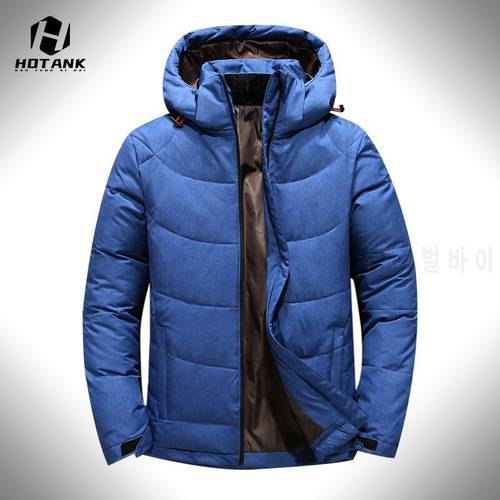 Men&39s White Duck Down Jacket Hooded Warm Thick Puffer Jacket Coat Male Casual Solid Overcoat Quality Windproof Parkas -20 Degree