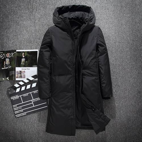 New Thick Winter Men&39s White Down Jacket Brand Clothing Hooded Black Gary Long Warm White Duck Down Coat Male Coats