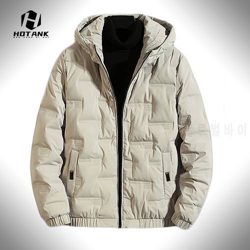 Winter Warm White Duck Down Jacket Men Fashion Parkas Coat 2022 Solid Color Thick Coats Mens Hooded Casual Parkas Plus Size 5XL