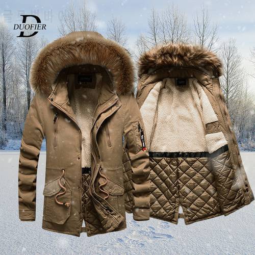 2022 Men Long Parka Jacket Fur Collar Thicken Warm Cotton Padded Mens Winter Coat Fleece Hooded Casual Outerwear Fashion Coats