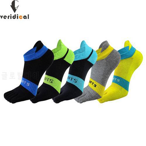 VERIDICAL Five Finger Ankle Socks Man Cotton Breathable Mesh Striped Compression Sport No Show Socks With Toes Fashion EU 38-44