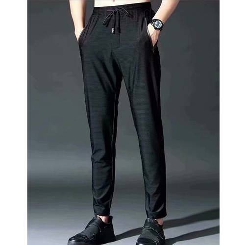 2020 New Summer Men&39s Pants Fashion Streetwear Ice silk mesh elasticity Trousers Casual jogging Fitness Sports Men Clothing Pant