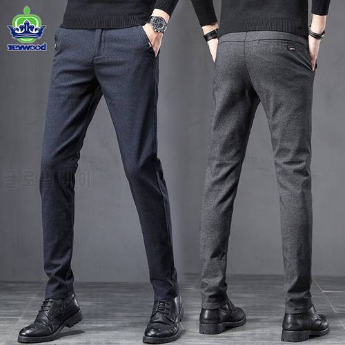 2022 Spring Autumn Pants Men Stretch Casual Slim Fit Cotton Navy blue Grey Jogger Business Classic Korean Trousers Male 28-38