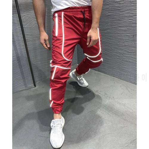 Reflective Trousers Men&39s Street Night Run Hip Hop Thin Section Health Street Clothing Men&39s Fashion Goods Jogger Casual Pants