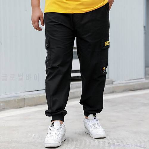 Men&39s casual pants plus fat plus size tooling sports thin section spring and autumn summer waist nine-point long pants 9xl140kg