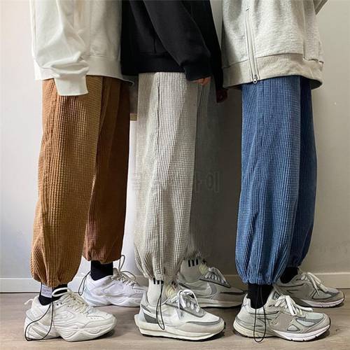 Men Jogging Pants New Style Autumn Winter Outdoor Casual Loose Straight Wide Leg Corduroy Pants Male Comfort Trousers Streetwear