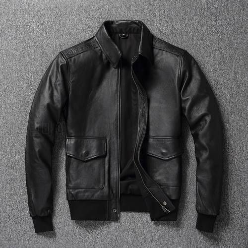 YRFree shipping.Classic air force A2 style genuine leather coat.men бычина bomber cowhide jacket top gun leather super sales