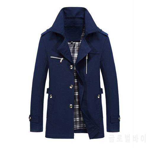 Men&39s Smart Causal Business Jackets Overcoats Streetwear Plus Size M-5XL Spring Autumn Men Long Turn Down Casual Trench Coats