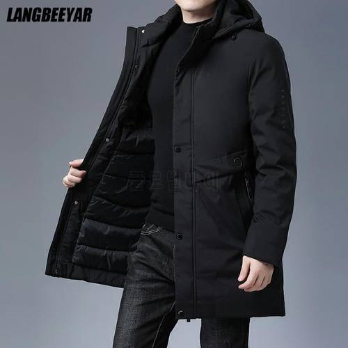 Top Quality Padded Brand Casual Fashion Thick Warm Men Long Parka Winter Jacket With Hood Windbreaker Coats Mens Clothing 2022