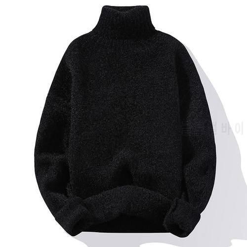 Mens Sweater Solid Color Turtleneck Sweater Men Knitted Pullovers Winter Mens Knitted Sweater Causal Pullovers Man Clothes