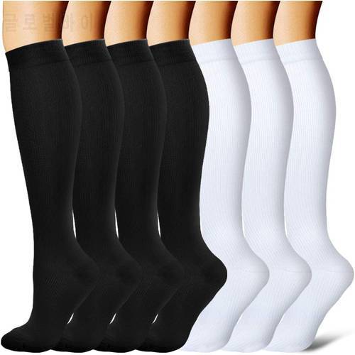 7 Pair/Pack Compression Stocking Women Knee High 30mmHg Edema Diabetes Varicose Veins Running Travel Sport Compression Socks