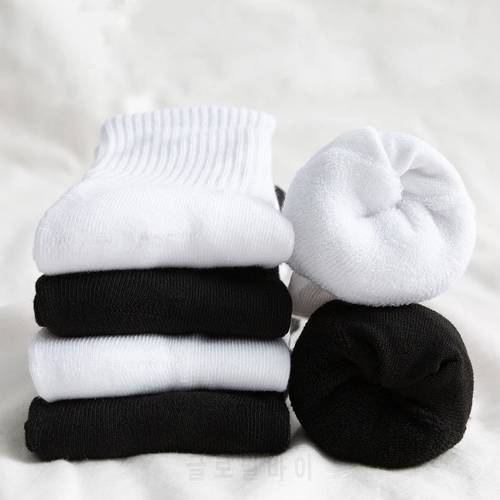 10pairs/lot Solid Thick Terry Socks Men Women Long Socks Thicken Warm Socks Winter Sport Socks Black White Calcetines Meias