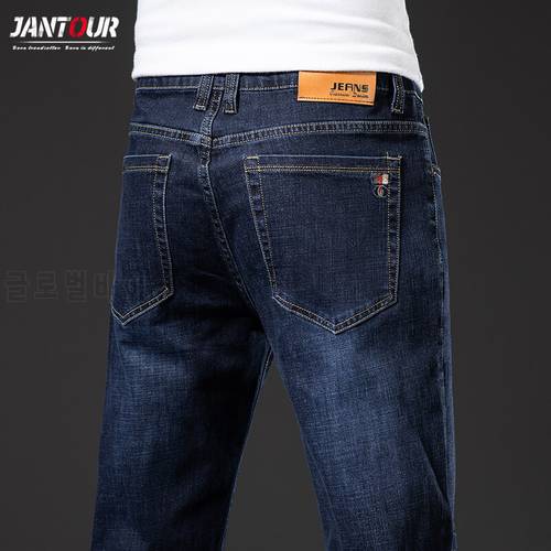 Jantour Brand Autumn Winter New Men&39s Business Jeans Plus Size 40 42 44 46 Stretch Cotton Denim Straight-leg Pants Male Trousers