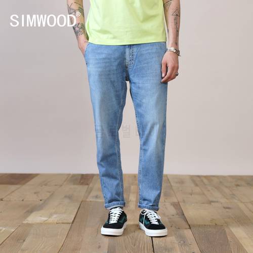 SIMWOOD 2021 Autumn New Comfortable Tapered Jeans Thin Casual Ankle-length Denim Trousers Plus Size Clothing SK130592