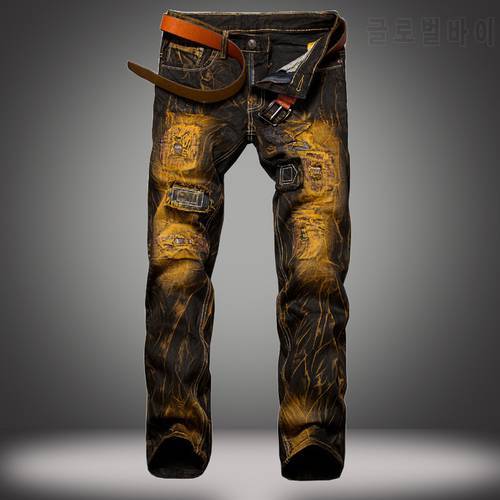 Denim Designer Hole Vintage Jeans High Quality Ripped for Men Size 28-38 40 2023 Autumn Winter HIP HOP Punk Streetwear
