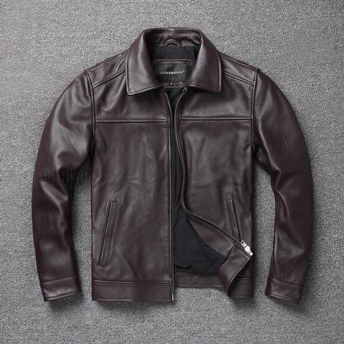 2021 New Clothes Men&39s Top Leather Coat Dark Brown Slim Fit Short Large Size Motorcycle Clothes