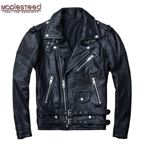 MAPLESTEED 100% Natural Sheepskin Tanned Leather Jacket Black Soft Men&39s Motocycle Jackets Motor Clothing Biker Coat Autumn M111