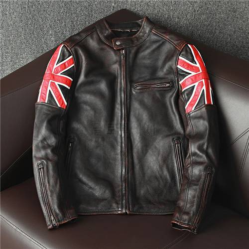 YRFree shipping.2021 brand new vintage brown motor rider cowhide coat.quality cool slim biker leather clothes.sales