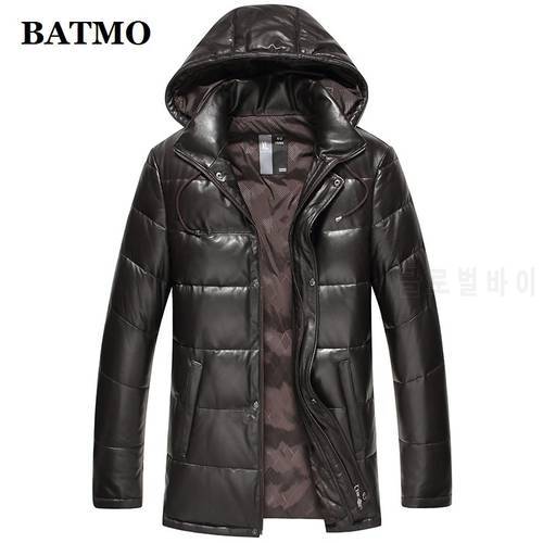 BATMO 2021 new arrival winter 90% white duck down natural real sheepskin hooded jackets men,men&39s leather jackets