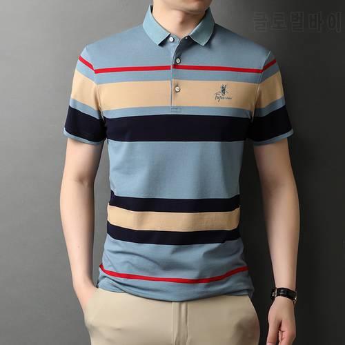 Top Grade New Summer Brand Embroidery Striped Mens Designer Polo Shirts With Short Sleeve Casual Tops Fashions Men Clothing 2022