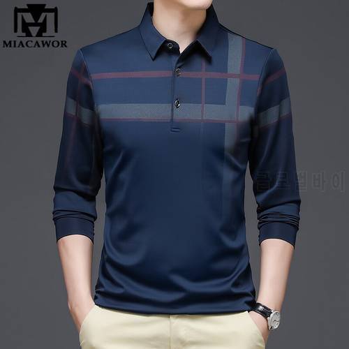 New Brand Plaid Polo Shirts Men Spring Autumn Long sleeve Tee Shirts Homme Slim Fit Korean Casual Camisa Polos T1068
