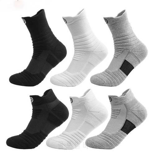Men Basketball Sport Socks Anti-Slip Running Cycling Soccer Hiking Sox White Black Athletic Cotton Compression Socks Men Gift