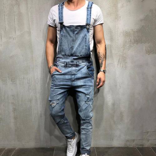 50%HOTRetro Summer Men&39s Ripped Denim Overalls Ripped Trousers Jeans Jumpsuits Distressed Denim Overalls Men&39s Suspenders
