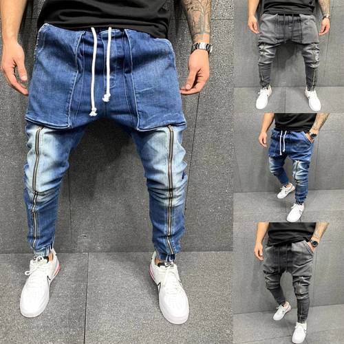Men Jeans Taped Slim Fit Denim High Quality Wide Denim Pant Men&39s Streetwear Skateboard Pants Neutral Trousers Hip Hop Casual