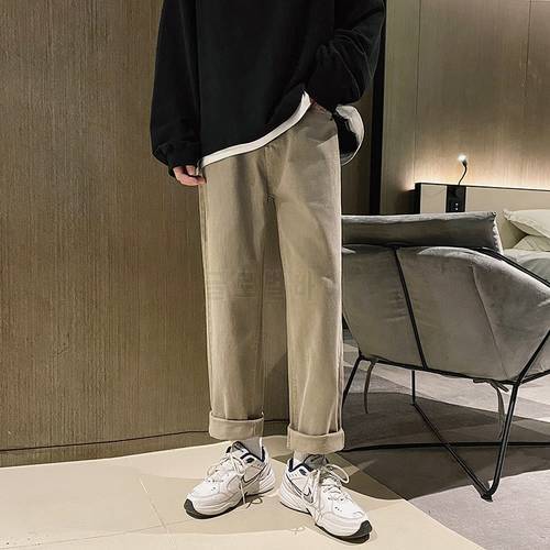 Khaki Beige Jeans Men&39s Fashion Cotton Casual Baggy Jeans Men Streetwear Loose Hip-hop Straight Denim Trousers Mens Clothing