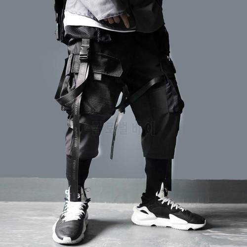 Ribbons Multi Pockets Cargo Pants Harajuku Casual Track Trouser Streetwear Techwear Pants Joggers Cyberpunk Men&39s clothes