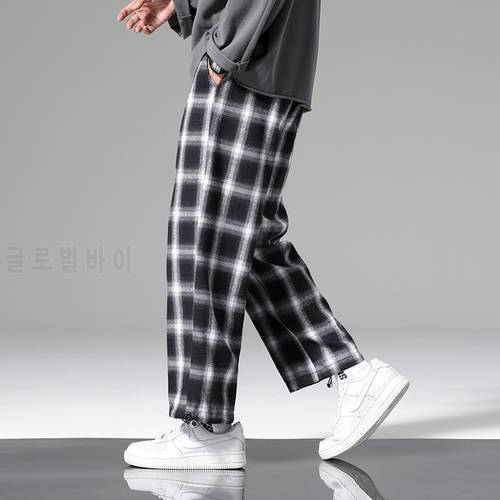 Summer Plaid Pants Men Fashion Loose Hip Hop Casual Trousers Korean Male Harem Pant All-match Confortable Joggers Streerwear