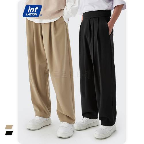 INFLATION Men&39s Casual Pants 2022 Fashion Straight Leg Suit Pants Men Black Dress Trousers Japanese Streetwear