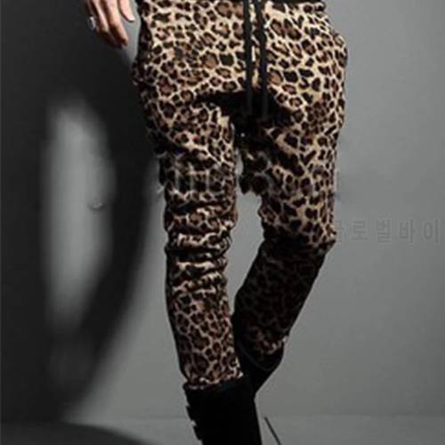 Spring Korean men&39s men&39s plus size long pants personality handsome leopard slim fit casual pants track pants