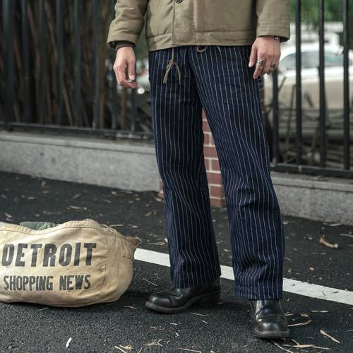 Bronson 50s Mechanic Work Pants Vintage Railroad Carpenter Stripe Trousers Workwear