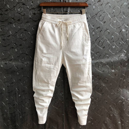Fashion Spring Hip Hop Ripped Pants Men Loose Joggers Streetwear Harem Clothes Cuffed Ankle Length Trousers