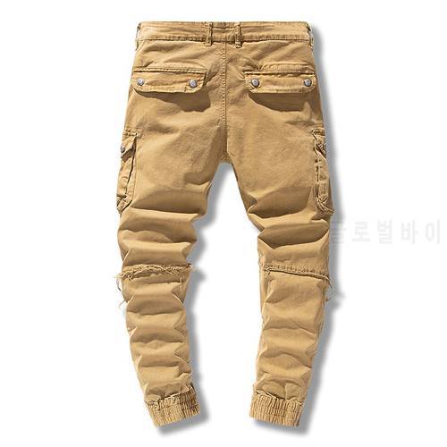 6 Pockets Denim Cargo Pants Men Jogger Tactical Pants Military Casual Mens Pants Clothing 2021 Spring