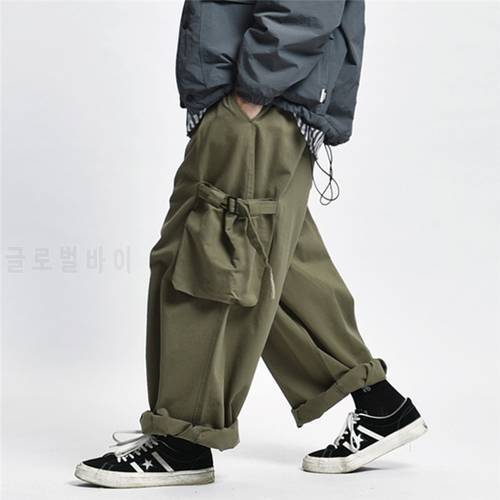 Multi Pocket Cargo Pants Mens Work Pants Safari Style Casual Wide Leg Pants Men Solid Color Baggy Trousers