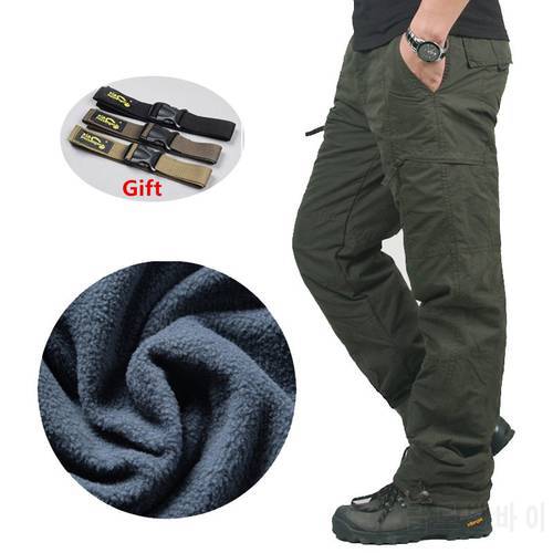 Winter Thick Fleece Cargo Pants Men&39s Cotton Military Tactical Baggy Casual Pants Double Layer Plus Velvet Warm Thermal Trousers