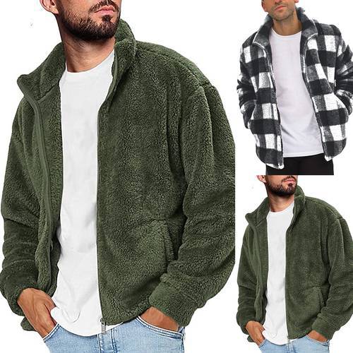 Winter Mens Plush Hooded Sweatshirt 2021 Solid Color Long Sleeve Jacket Top Casual Fleece Coat Streetwear Male Sweatshirt