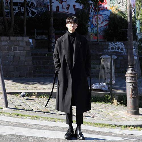 New Men Wool Blends Coats Autumn Winter Solid Color Cold Resistant Mens Woolen Overcoat Thick Casual Wild Long Trench Coat Male