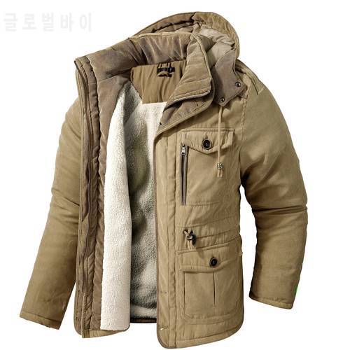 Winter Fleece Military Hooded Parkas Men Windbreaker Male Thick Outerwear Overcoat Army Long Jacket Coats High Quality Clothing