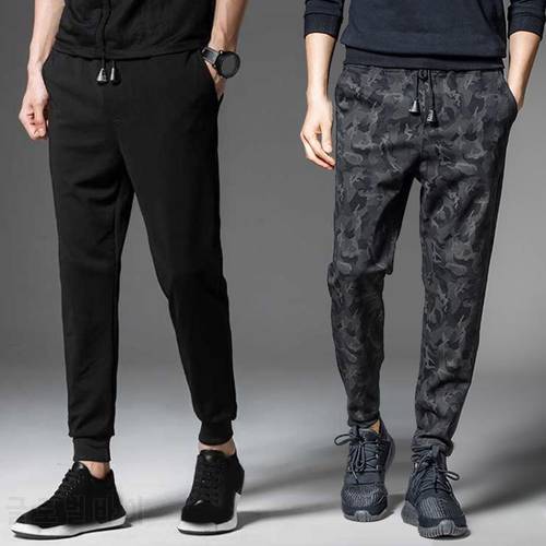 Men Autumn Drawstring Thick Warm Pants Camouflage Ankle Tied Sweatpants Trousers