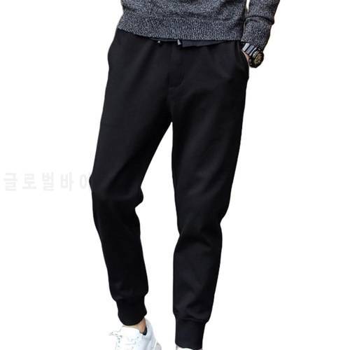 Men Casual Waist Drawstring Ankle Tied Pockets Fitness Sports Long Pencil Pants