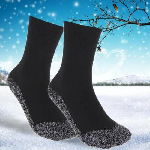 New Winter Degree Thermostat Warm Socks Aluminized Black Fiber Thicken Soft Elastic Socks Outdoor Ski Hiking Biking Padded Socks