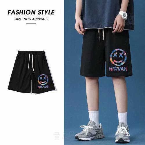 2021 Fashion Hip Hop Pants Korean Smiley Printed Shorts Summer Men&39s Shorts Men&39s Harajuku Streetwear Sports Men Clothing
