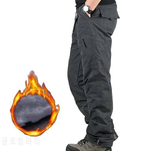 2022 Winter Thick Fleece Casual Pants Men Cotton Military Tactical Baggy Cargo Pants Double Layer Velvet Warm Thermal Trousers