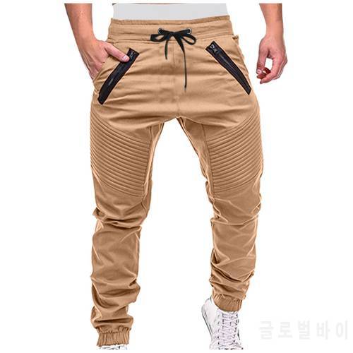 Men&39s Casual Mid-waist Pants Sports Drawstring Straight Pants With Zipper Pockets Loose Sweatpants Male Joggers