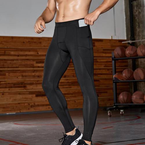 Hot Sale ！！！2021 New Pants Men Solid Color High Elastic Compression Bottoms Skinny Quick Drying Training Trousers Male Clothing